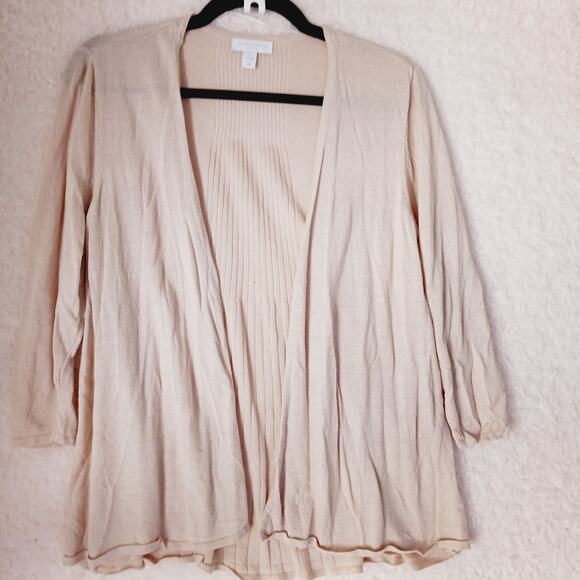 Charter Club Sweaters - Sweater Cardigan Open Tan Beige Charter Club Resort Office Cruise Travel Size PL